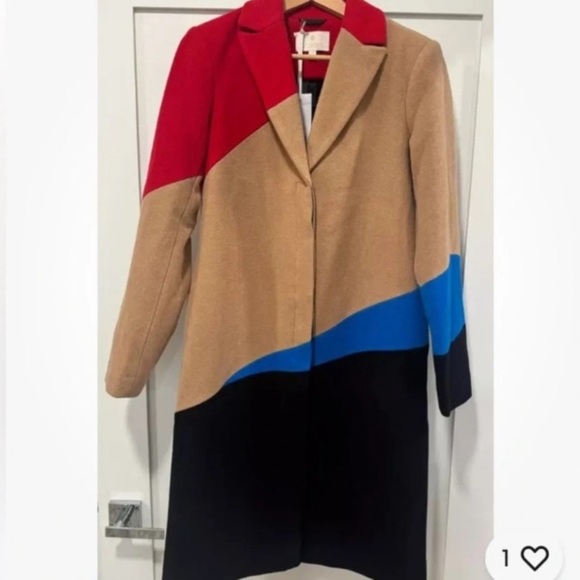 NWT Etcetera Women's  wool THECOLORBLOCK COAT Size 6 - Picture 3 of 3